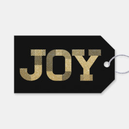 Stilvolle Block Schriftart Gold Glitzer Joy Modern Geschenkanhänger