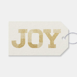 Stilvolle Block Schriftart Gold Glitzer Joy Modern Geschenkanhänger