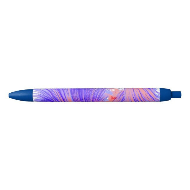 Stilvolle Blue Abstrakt Feathers Kugelschreiber (Vorderseite)