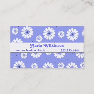 Stilvolle Blue and White Daisy Mommy Card Telefonnummerkarte