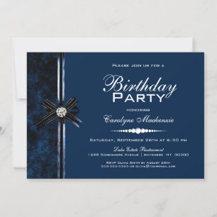 Stilvolle Blue Birthday Party Einladung