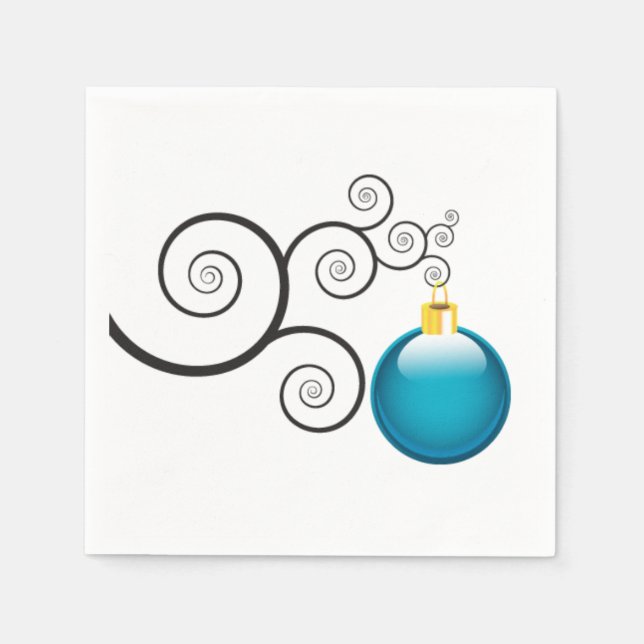 Stilvolle Blue Christmas Ornament Serviette (Vorderseite)
