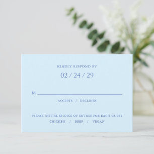 Stilvolle Blue Modern Wedding RSVP Karte