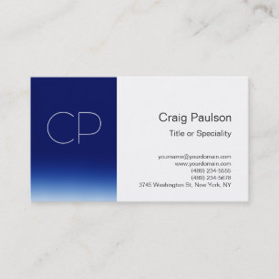 Stilvolle Blue Stripe White Monogram Business Card Visitenkarte