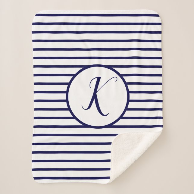 Stilvolle Blue Stripes K Monogram Gewindesteigung Sherpadecke (Vorderseite)