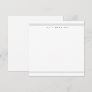 Stilvolle Blue Triple Line Zwei Border Name Mitteilungskarte