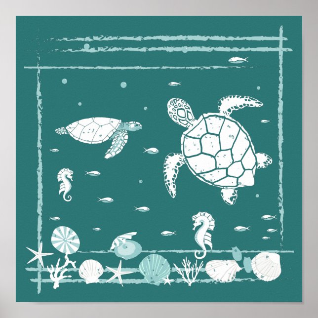 Stilvolle Blue Underwater Seascape Poster (Vorne)