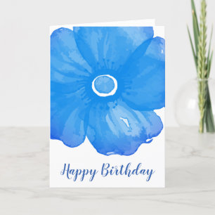 Stilvolle Blue Watercolor Blume Geburtstagskarte Karte