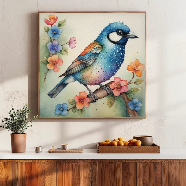 Stilvolle Bluebird- und Blütenkunst Poster (Von Creator hochgeladen)