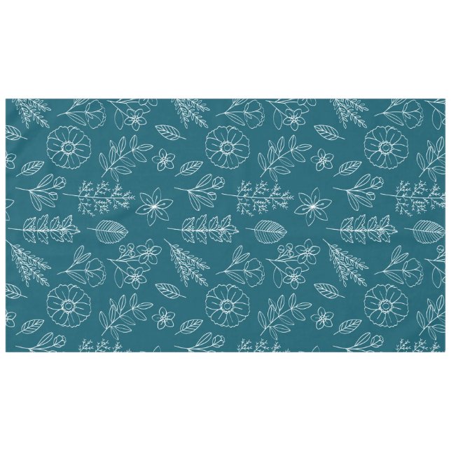 Stilvolle Blume aus dunklem aquamarinem Muster Tischdecke (Vorderseite (Horizontal))