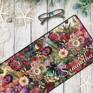 Stilvolle Blume Blätter Rot-Monogramm-Blumenmuster Schreibtischunterlage