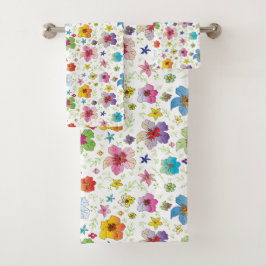 Stilvolle Blume Blumenmuster farbenfroh Badhandtuch Set