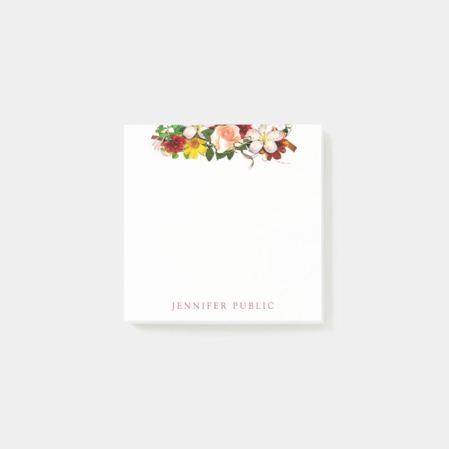 Stilvolle Blume für Aquarellblumen Moderne Post-it Klebezettel (Vorderseite)