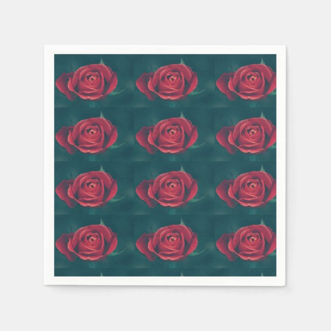 Stilvolle Blume für blasse Rote Rose Napkin Serviette (Vorderseite)