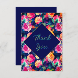 Stilvolle Blume Hochzeit Dankeskarte