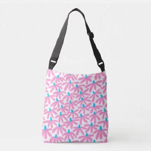 Stilvolle Blume - Rosa, Sky Blau und Weiß Tragetaschen Mit Langen Trägern