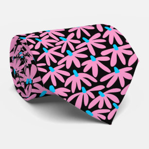 Stilvolle Blume - Rosa, Sky Blue und Black Krawatte
