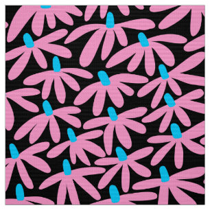 Stilvolle Blume - Rosa, Sky Blue und Black Stoff