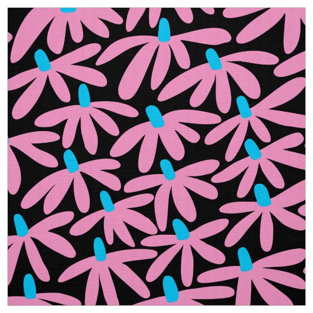 Stilvolle Blume - Rosa, Sky Blue und Black Stoff (Muster)