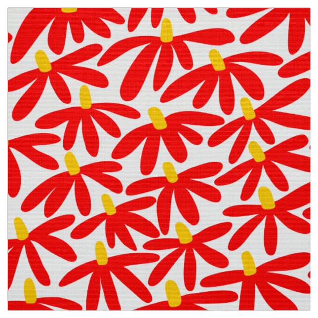 Stilvolle Blume - rot, orange und weiß Stoff (Muster)