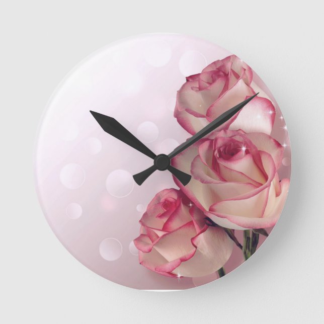 Stilvolle Blume Runde Wanduhr (Vorderseite)