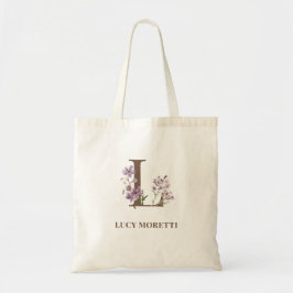 Stilvolle Blumen-Monogramm-Tasche, Individueller N Tragetasche