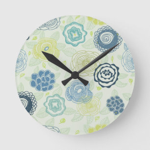 Stilvolle Blumenmuster mit niedlichen Blume Runde Wanduhr