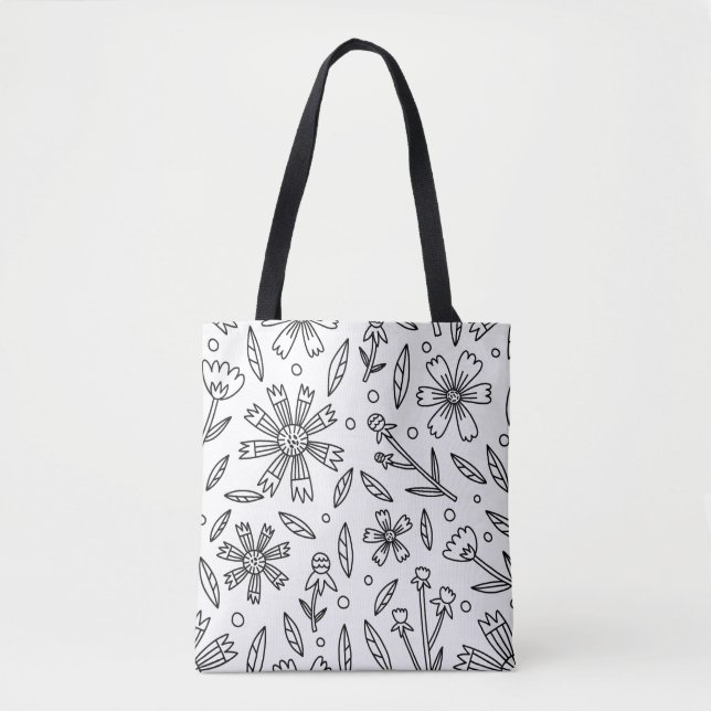 Stilvolle Blumenmuster-Tote-Tasche (Vorderseite)