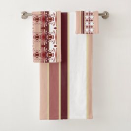 Stilvolle Blumenmuster und Streifen Badhandtuch Set
