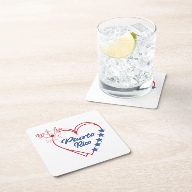 Stilvolle Blumenpuerto Rico Herzerkrankung Rechteckiger Pappuntersetzer (Vor Ort)