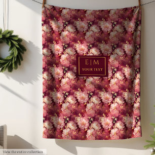 Stilvolle Blush Burgundy Gold Custom Boho Floral Fleecedecke
