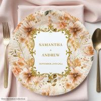 Stilvolle Blush Gold Wedding Paper Teller