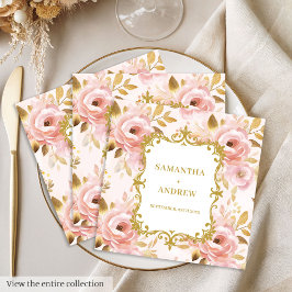 Stilvolle Blush Gold Wedding Party Napkins Serviette