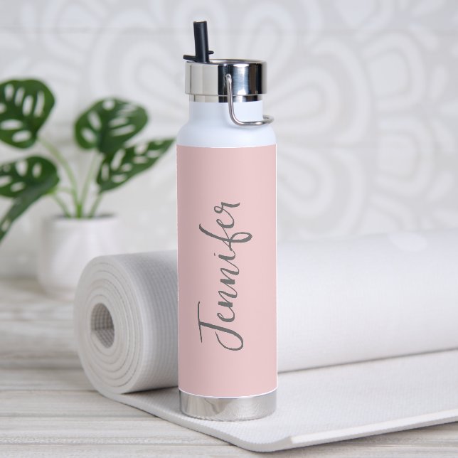 Stilvolle Blush Pink Script Personalisiert Trinkflasche (Yoga)
