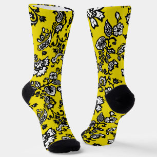 Stilvolle Blüte mit hellgelbem Hintergrund Socken