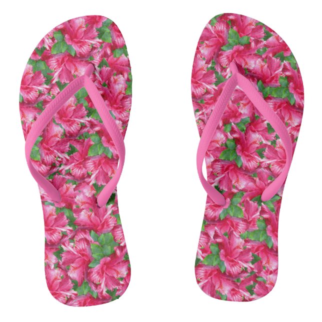 Stilvolle Blüten des tropischen Rosa Hibiskus Flip Flops (Fußbett)