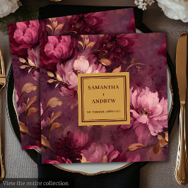 Stilvolle Boho Burgundy Blush Gold Wedding Napkins Serviette