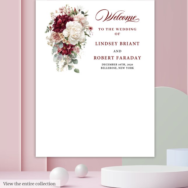 Stilvolle Boho Burgundy White Rose Wedding Backgro Wandteppich (Stylish Boho Burgundy White Rose Wedding Backdrop)