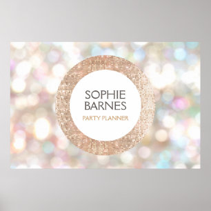 Stilvolle Bokeh und Rose Gold Sequin Event Planner Poster