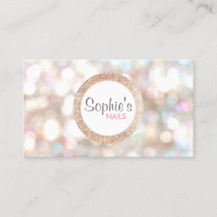 Stilvolle Bokeh und Rose Gold Sequin Nail Salon Visitenkarte