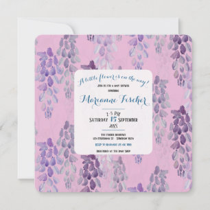Stilvolle botanische Einladung zur Baby Shower in 