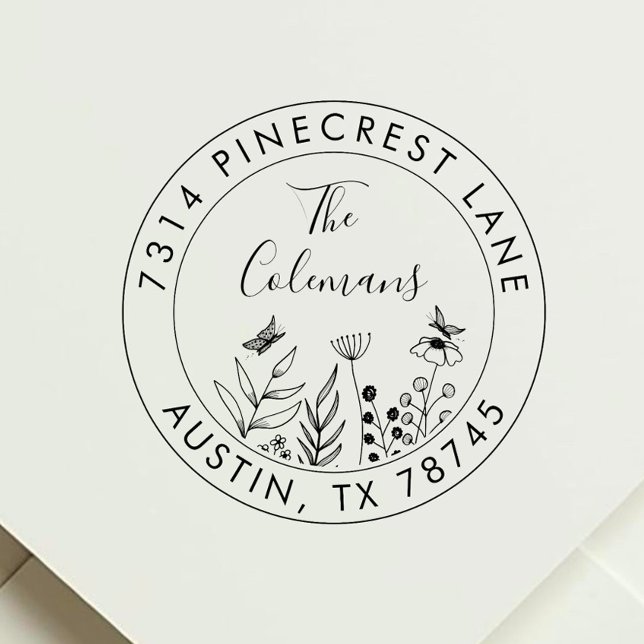 Stilvolle Botanische Rückkehradresse Permastempel (Von Creator hochgeladen)