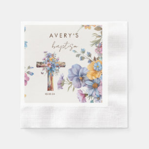 Stilvolle Botanische Taufe kreuz elegant Serviette