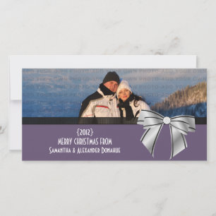 Stilvolle Bow Holiday Foto Card, Lila Feiertagskarte