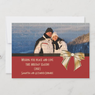 Stilvolle Bow Holiday Foto Flat Card, Red Feiertagskarte
