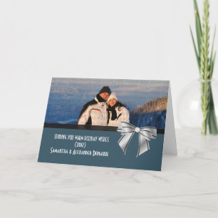 Stilvolle Bow Holiday Grußkarte, Dunkelblau Feiertagskarte