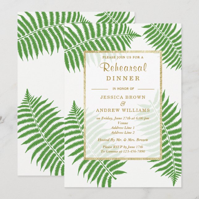 Stilvolle Bracken Hochzeit Einladung (Vorne/Hinten)