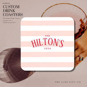 Stilvolle Brautparty-Geschenke aus Rot und Rot Str Getränkeuntersetzer