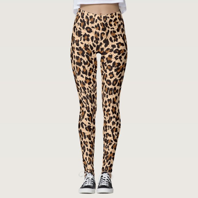 Stilvolle Brawn Animal Print Yoga Leggings (Vorderseite)