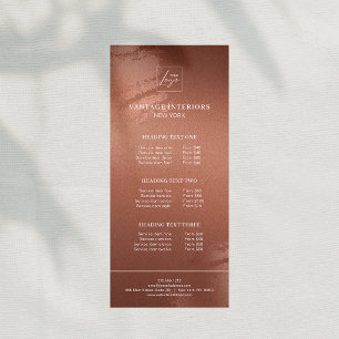Stilvolle Bronze-Geschäftslogo-Preisliste Werbekarte